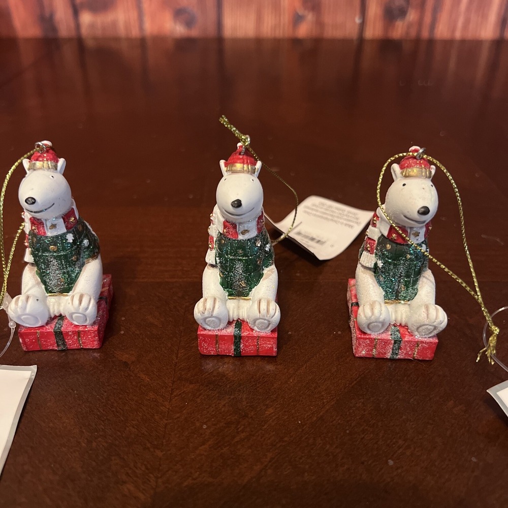 POLAR‎ BEAR CHRISTMAS ORNAMENT Wearing Scarfs And Hat Holiday Silver Tree RESIN